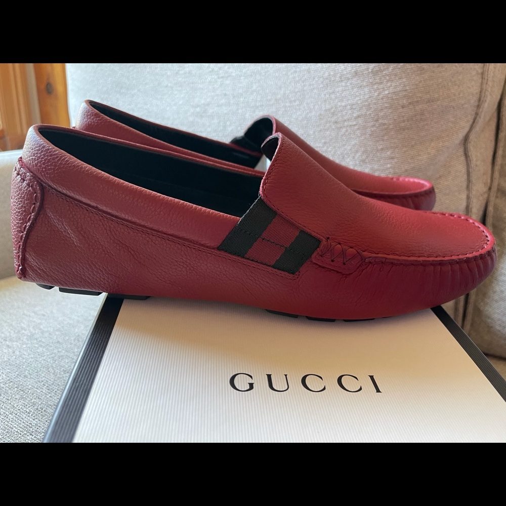 Authentic New Praga Soft Red Leather Loafer.